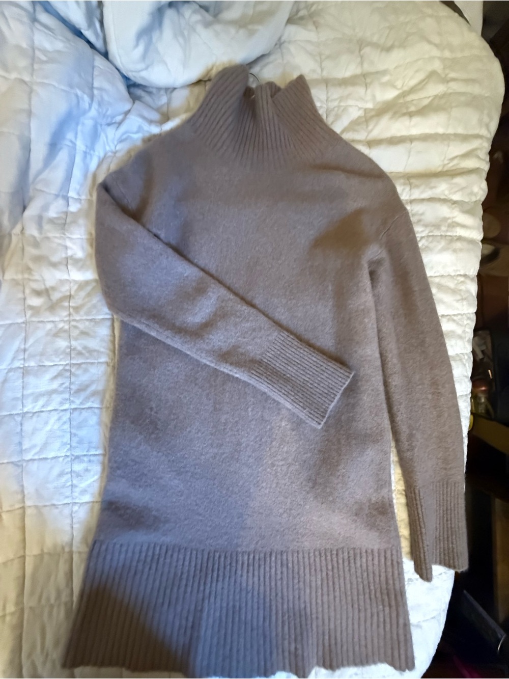 Everlane Taupe Ribbed Turtleneck Sweater Dress